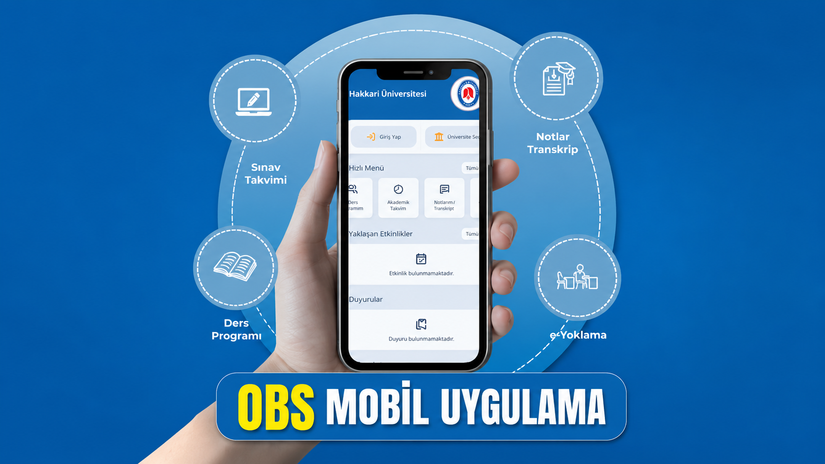 Hakkari Üniversitesi OBS mobil uygulaması tanıtım görseli